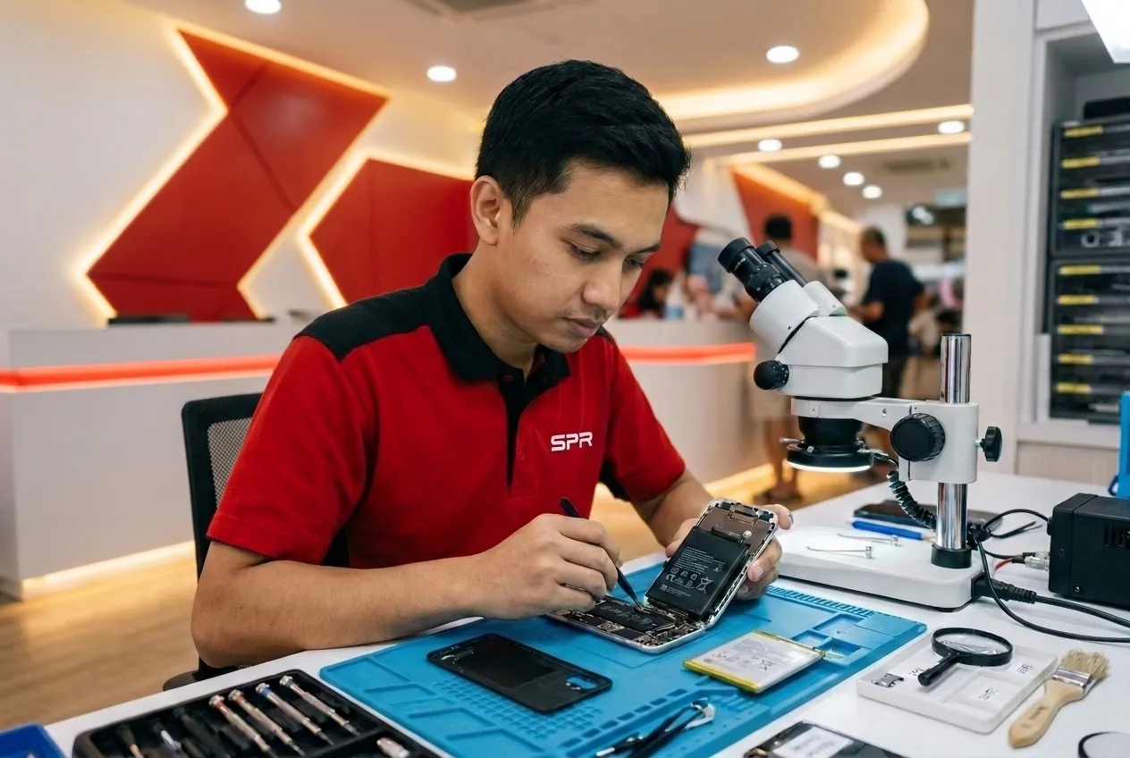 Juruteknik menukar bateri Oppo